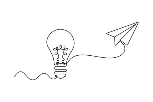 Creativity and Startup Idea Continuous Line Design vector