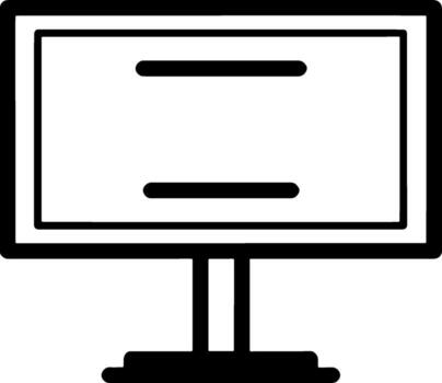 Minimalist Computer Monitor Icon in Black and White on White Background vector