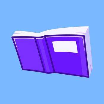 A blue open book design symbolizing inspiration and curiosity. Suitable for knowledge-sharing platforms and educational visuals. Book Flat Illustration. vector