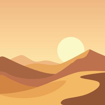 estilizado Desierto paisaje con laminación arena dunas y un grande Dom ajuste en el antecedentes vector