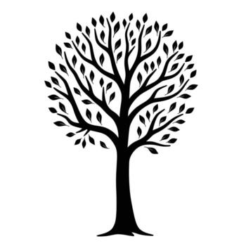 Stylized silhouette of a deciduous tree with a full canopy of leaves against a white background vector