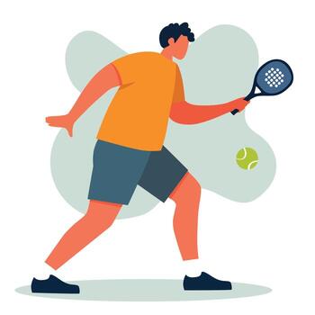 Man playing racket sport hitting a ball with a paddle vector
