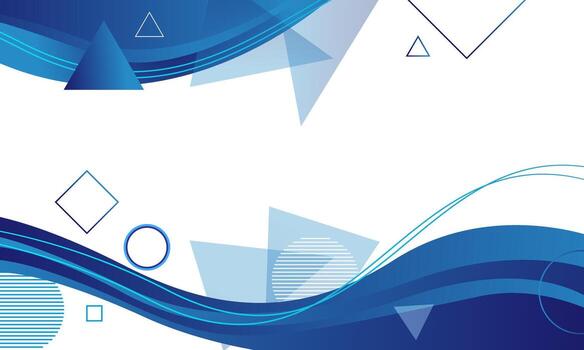 Abstract Blue Geometric Design with Waves Triangles Circles and Squares. vector