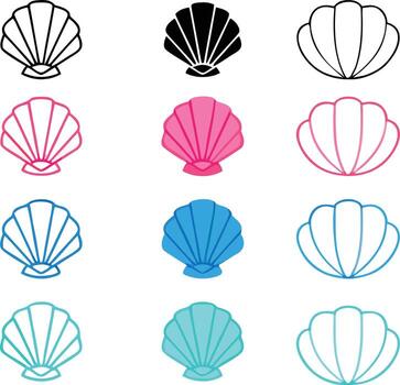 a group of different colors of shells vector