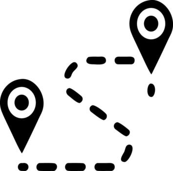 mapa ruta navegación alfiler íconos demostración viaje desde comienzo punto a destino vector