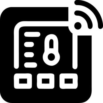Smart thermostat icon representing temperature control and wireless connectivity for smart homes vector