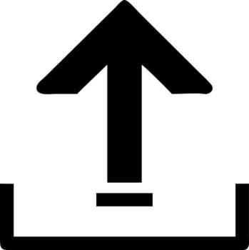 Modern dark gray upload icon symbol representing file transfer and data uploading process vector