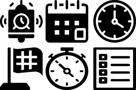 Time management icons set for productivity planning and scheduling tasks vector
