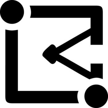 Modern abstract symbol representing connection data flow and input output process flow vector