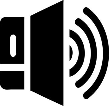 Simple black and white speaker icon symbol for audio and sound volume control interface vector
