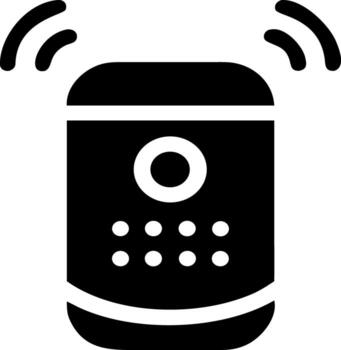 Modern smart speaker icon with sound waves for wireless audio and voice assistant technology vector