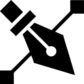 Digital pen tool icon represents graphic design selection curve shape creation and editing vector