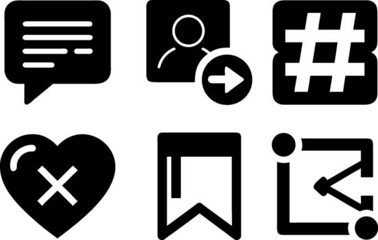 Social media engagement icons for communication sharing likes bookmarks and networking concepts vector