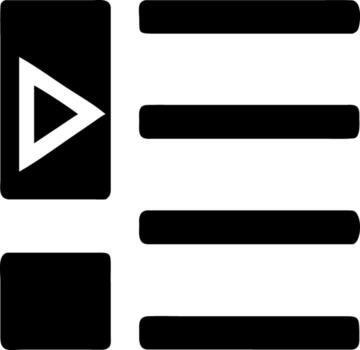 Modern play button icon with menu list elements for digital media and apps vector