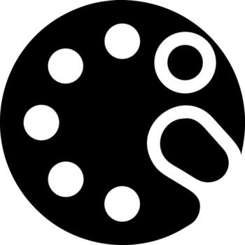 Artist paint palette icon with swirls representing color mixing and creativity simple graphic design vector