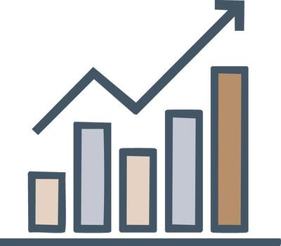 Bar Chart with Arrow Icon - Growth and Progress Symbol vector