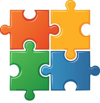 Puzzle Pieces Icon - Teamwork and Unity Symbol vector