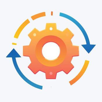 Gear with Arrows Icon - Process and Optimization Symbol vector
