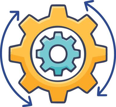Gear with Arrows Icon Process and Optimization Symbol vector