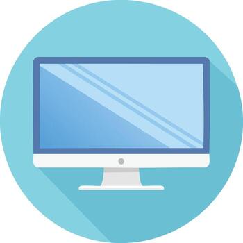 Flat design computer monitor icon with long shadow vector