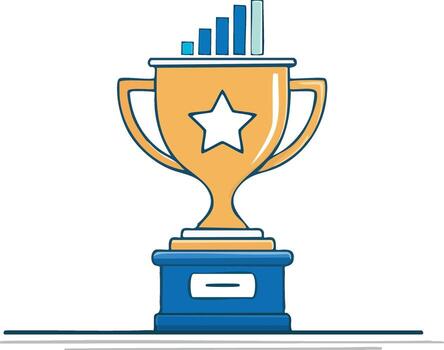 Victory Trophy with Bar Graph - Achievement and Progress Symbol vector