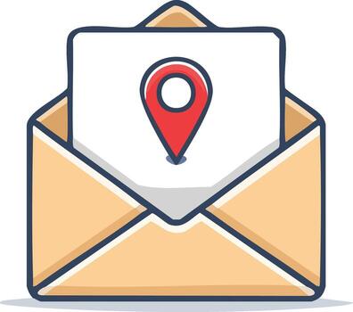 Open Envelope with Pin Icon - Location Notification Symbol vector