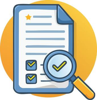 Document with Magnifying Glass - Review and Verification Symbol vector