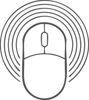 Wireless computer mouse icon with signal waves vector