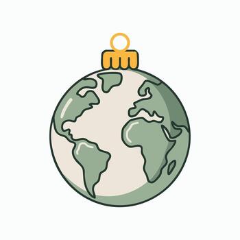Christmas ornament shaped like world globe, minimal . Design layer should be clean and smooth. vector