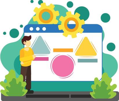 desarrollador diseño sitio web estructura ilustración vector