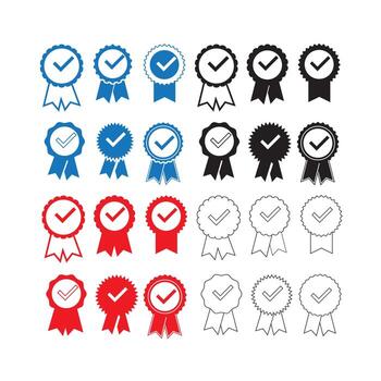 A collection of blue, red, and white check marks. These are symbols of approval or recognition vector