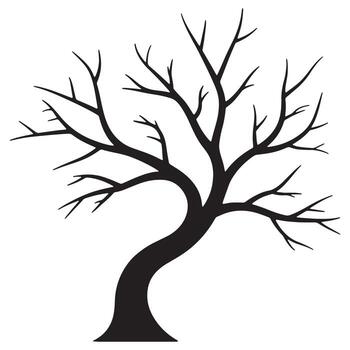 Silhouette of bare tree with twisting trunk on a white background vector