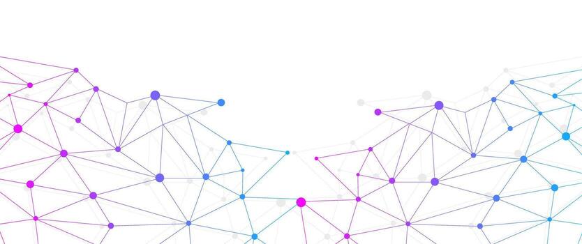 Abstract digital network AI background with gradient polygonal connections, futuristic technology dots and lines mesh pattern, artificial intelligence , A data flow, blockchain, neural web design temp vector