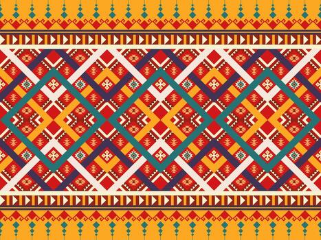 geométrico étnico azteca modelo. azteca, boho, geométrico textil modelo con diamante motivos vector