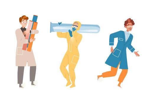 Scientists in lab working together vector