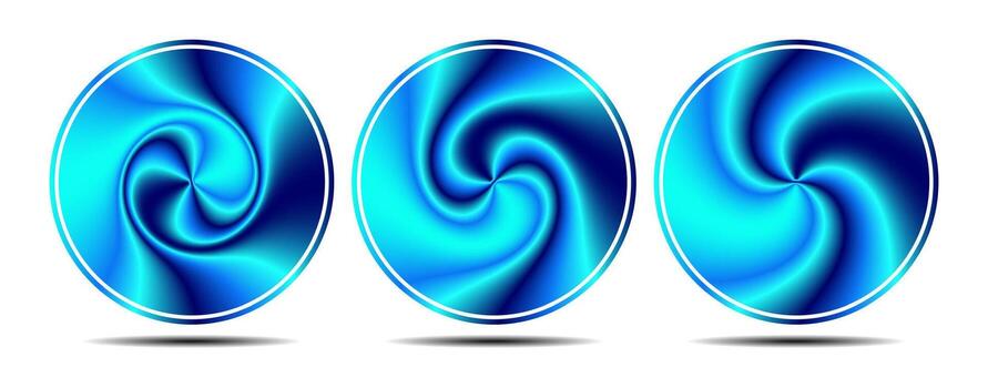 Vibrant blue metallic swirl circle with smooth gradient and glossy 3D texture. Ideal for modern logo design, digital artwork, UI elements, or luxury futuristic abstract backgrounds vector