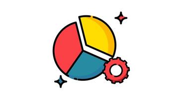 Zuweisung Animation illustrieren Ändern Anlagegut Zuweisung durch Zahnrad Kuchen Diagramm. geeignet zum finanziell Berichte, Präsentationen, und Investition Analyse Inhalt. video