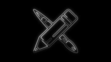 design verktyg ikon animering med lysande rader på svart bakgrund video