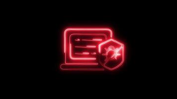 antivírus escudo ícone animação com brilhando linhas em Preto fundo video
