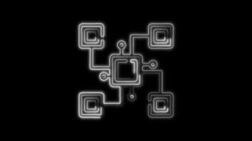 Distributed Icon Animation with Glowing Lines on Black Background video