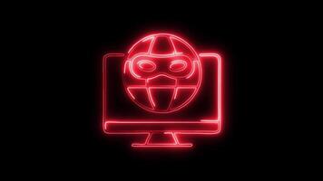 mörk webb ikon animering med lysande rader på svart bakgrund video