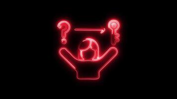kritisch Denken Problem lösen Symbol Animation mit glühend Linien auf schwarz Hintergrund video