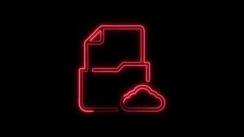 moln mapp ikon animering med lysande rader på svart bakgrund video