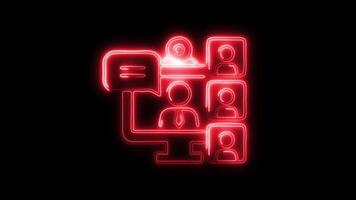 Calling Icon Animation with Glowing Lines Black Background video