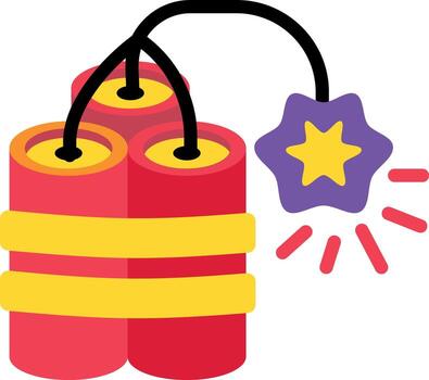Flat style icon depicting a party firecracker explosion vector