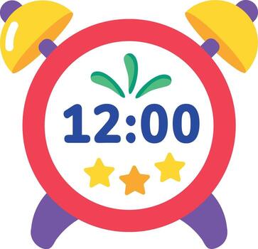 A flat style icon showing a clock vector