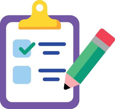 A flat style icon showing a checklist vector