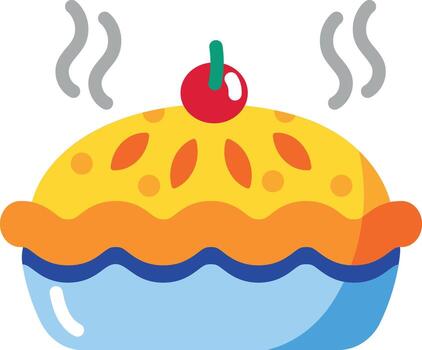 Flat style icon showing a pie cake vector