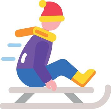 Flat style icon showing sledding activity vector