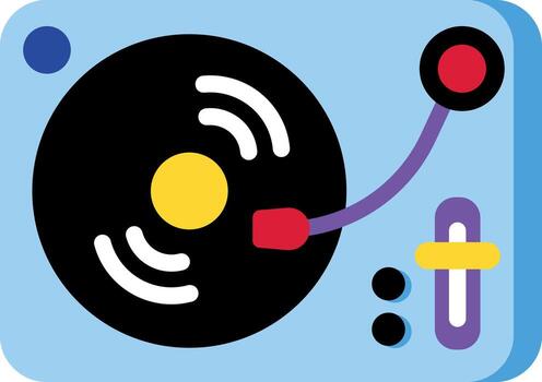 Flat style icon showing music turntable player vector
